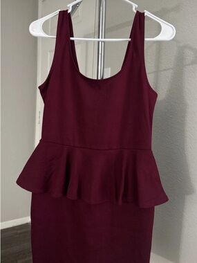 Maroon Peplum Pencil Dress